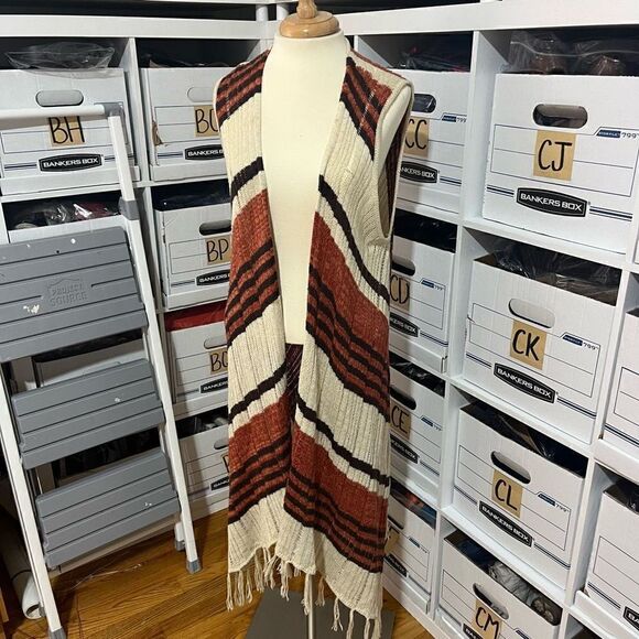 One World Womens Knit Cardigan Size XL Striped Sleeveless - Picture 14 of 16